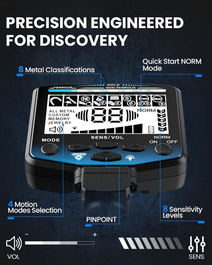 Horizon X6 Metal Detector for Adults Professional, Higher Accuracy Gold Silver Metal Detectors Kit, Intelligent NORM Mode for Beginner, 6 Modes, Advanced DSP Chip,10" Waterproof Coil, Larger LCD